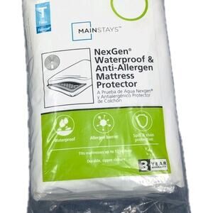 Mainstays NexGen Waterproof Anti-Allergen Zippered Mattress Protector Twin NWT
